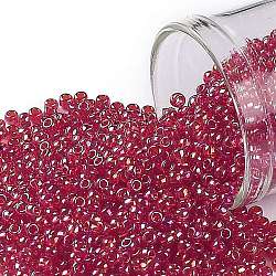 Cuentas de semillas redondas toho, Abalorios de la semilla japonés, (165c) rubí transparente ab, 11/0, 2.2mm, agujero: 0.8 mm, aproximamente 1110 unidades / 10 g