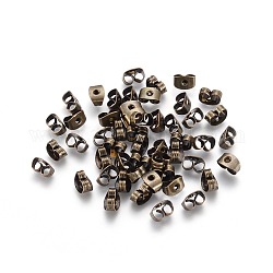 Eisen Ohrmuttern, Reibungsohrringrücken für Ohrstecker, Nickelfrei, Antik Bronze, ca. 6 mm lang, 4 mm breit, 3 mm hoch, Bohrung: 0.7~1.0 mm