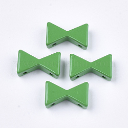 Mehrsträngige Glieder aus sprühlackierter Legierung, für fliesen elastische armbänder machen, Schleife, Meergrün, 8x13x4 mm, Bohrung: 1 mm
