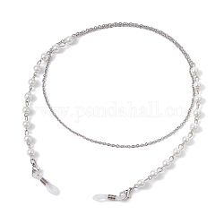 Chaînes de lunettes en perles de verre, avec chaînes de câble en 304 acier inoxydable, couleur inoxydable, 770mm