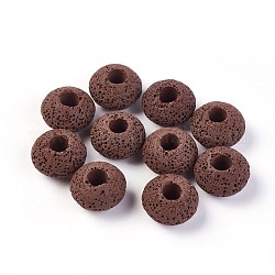 Perles de pierre de lave naturelle, teinte, rondelle, brun coco, 15.5~16x9.7~10mm, Trou: 5~5.4mm