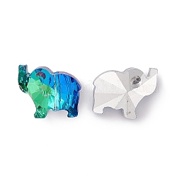 Transparente Glasperlen, zurück vernickelt, Elefant, lime green, 13x15x8.5 mm, Bohrung: 1.2 mm