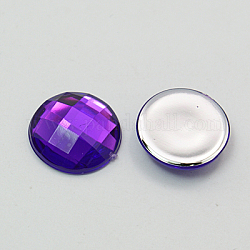 Imitación Taiwan acrílico Diamante de imitación espalda plana cabochons, facetados, medio redondo / cúpula, púrpura, 20x5mm, 200 unidades / bolsa