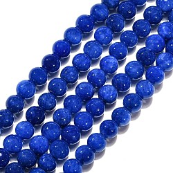 Fili di perline mashan giada tondo naturale, tinto, blu, 6mm, Foro: 1 mm, circa 69pcs/filo, 15.7 pollice
