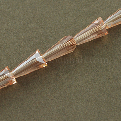 Glass Beads Strands, Faceted, Cone, Bisque, 15x8x8mm, Hole: 2mm