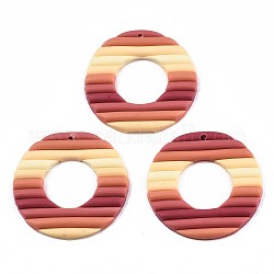 Handmade Fimo Anhänger, Donut, braun, 40x39x3 mm, Bohrung: 1.5~2 mm