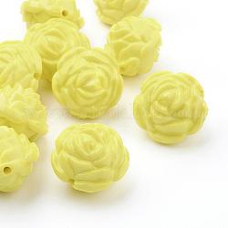 Opake Legierung Perlen, Blume, Gelb, ca. 24 mm lang, 24 mm breit, 20 mm dick, Bohrung: 2 mm, ca. 99 Stk. / 500 g