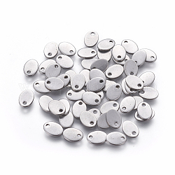 Encantos de 304 acero inoxidable, estampar etiqueta en blanco, oval, color acero inoxidable, 7x5x0.9mm, agujero: 1 mm