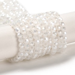 Supporti per perle di vetro imitazione giada, ab colori, sfaccettato, tondo, bianco, 3.5x3mm, Foro: 1 mm, circa 168~169pcs/filo, 19.09~48.7 (48.5~48.7 cm)