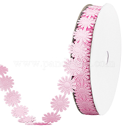 PandaHall Elite 20 Yards Flower Polyester Ribbons, for Gift Packaging, Pearl Pink, 5/8 inch(17mm), about 20yards/roll(18.288m/roll), roll: about 90x17mm, 1 roll/set