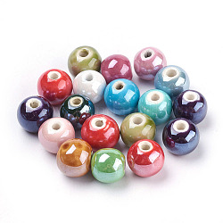 Perline porcellana fatto a mano, perlato, tondo, colore misto, 14mm, Foro: 2.5~4 mm