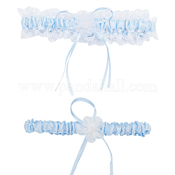 Mayjoydiy us 1 set giarrettiere da sposa elastiche in pizzo di poliestere, modello di fiore, accessori per abiti da sposa, blu fiordaliso, 13.5~40.5x2~12mm, 2 pc / set