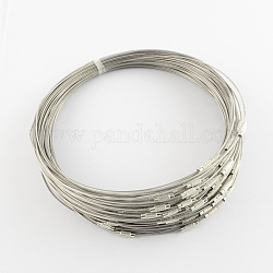 Cavo braccialetto filo di acciaio creazione di gioielli fai da te, con vite in ottone chiusura, grigio scuro, 225x1mm