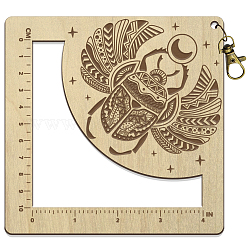 Regla de ganchillo con marco cuadrado de madera, calibre de la aguja de tejer, escarabajo, 13x13x0.5 cm