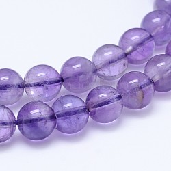 Hebras de perlas redondas de amatista naturales, grado ab, 10mm, agujero: 1 mm, aproximamente 39 pcs / cadena, 15.5 pulgada