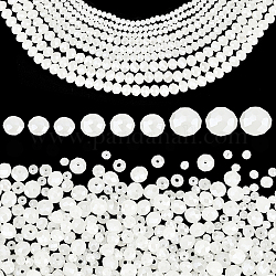 Pandahall Elite 9 Stränge 3 Stil galvanisierte Glasperlen Stränge, imitatorische Jade Perlen, Mit Perlglanz plattiert, facettiert, Rondell, creme-weiß, 4~8x3~6 mm, Bohrung: 0.4~1 mm, 3 Stränge / Stil
