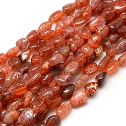 Pepite fili di perline di agata crepitio sintetico, tinti e riscaldato, arancio rosso, 8~16x8~12x6~10mm, Foro: 1 mm, circa 30~40pcs/filo, 15~16 pollice