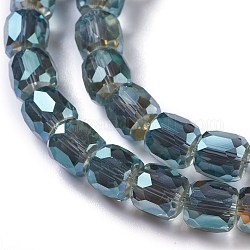 Perles en verre electroplate, plein arc-en-plaqué, tonneau à facettes, gris ardoise foncé, 10x10mm, Trou: 1mm