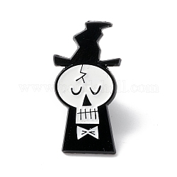 Ghost Enamel Pin, Halloween Alloy Brooch for Backpack Clothes, Electrophoresis Black, White, 26x13.5x1.5mm