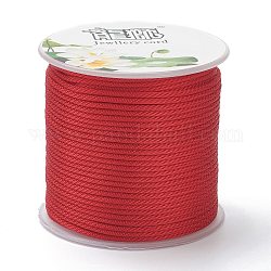 Полиэстер плетеные шнуры, для изготовления ювелирных изделий из бисера, красные, 1.5 мм, около 21.87 ярда (20 м) / рулон
