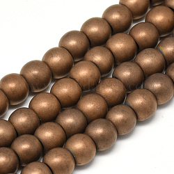 Chapelets de perles en hématite synthétique sans magnétiques, Style mat, ronde, cuivre plaqué, 6x5.5mm, Trou: 2mm, Environ 75 pcs/chapelet, 15.7 pouce