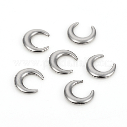 304 Stainless Steel Beads, No Hole/Undrilled, Double Horn/Crescent Moon, Stainless Steel Color, 11.5x10.6x2mm