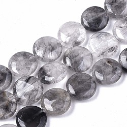 Chapelets de perle en quartz nuageux naturel, plat rond, 14x4~5mm, Trou: 1mm, Environ 29 pcs/chapelet, 15.94 pouce (40.5 cm)