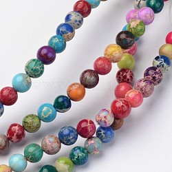 Brins de perles de jaspe impérial naturel, ronde, teinte, colorées, 4mm, Trou: 1mm, Environ 90 pcs/chapelet, 15.2 pouce