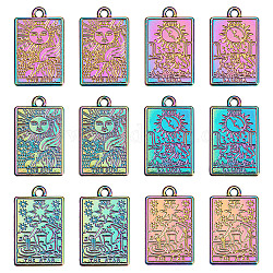 SUNNYCLUE 1 Box 18Pcs Tarot Charms Tarot Card Charm Plating Rainbow Color ouijas Rectangle Flat Alloy The Sun Star Moon Charms for Jewelry Making Charm Amulet Earring Necklace Supplies Adult DIY Craft