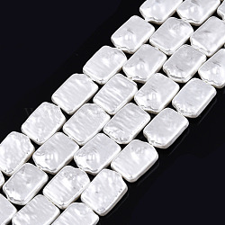 ABS-Kunststoff-Perlenstränge, Rechteck, creme-weiß, 15x11x4~4.5 mm, Bohrung: 1 mm, ca. 26 Stk. / Strang, 15.35 Zoll (39 cm)