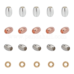 Perles d'espacement ovales en laiton, couleur mixte, 4x3mm, Trou: 1.5mm, 100 pcs / couleur, 4 couleurs, 400 pcs / boîte