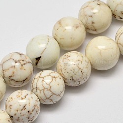 Brins ronds de perles de magnésite naturelle, blanc crème, 12mm, Trou: 1mm, Environ 33 pcs/chapelet, 15.4 pouce
