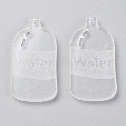 Colgantes de acrílico transparentes, botella con palabra agua, Claro, 30x15.5x2.5mm, agujero: 1.5 mm