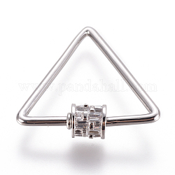 Messing Micro Pave Zirkonia Schraube Karabiner Schloss Charms, für die Herstellung von Halsketten, Dreieck, Transparent, Platin Farbe, 26x25~26x2~5.5 mm