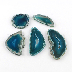 Forme mixte teint agate naturelle des pierres précieuses gros pendentifs, bleu marine, 39~85x26~62x5~6mm, Trou: 2mm