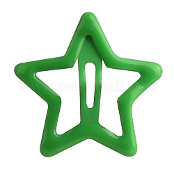 Haar-Accessoires Eisen Snap Haarspangen, mit Emaille, Stern, grün, 30x30 mm