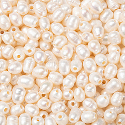 Perles de culture d'eau douce naturelles de grade b, bien pour la fabrication de boucles d'oreilles pour la fête des mères, ovale, couleur naturelle, blanc, 8~9x8~12mm, Trou: 2.5mm