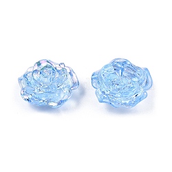 Perlas de plástico abs transparente, medio-perforado, flor, luz azul cielo, 15x16x6.5mm, agujero: 1.2 mm