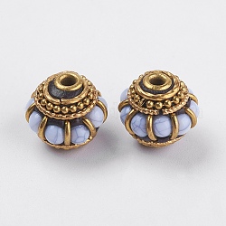 Perline  indonesia fatto a mano, con accessori di ottone, nichel libero, rondelle con cerchio, non placcato, lilla, 13x10mm, Foro: 2 mm