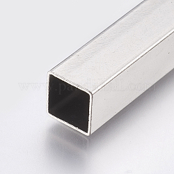 Perlas de tubo de 304 acero inoxidable, Rectángulo, color acero inoxidable, 45x8x8mm, agujero: 7 mm