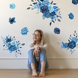 Stickers muraux en pvc, décoration murale, fleur, 390x980mm, 2 feuilles / set
