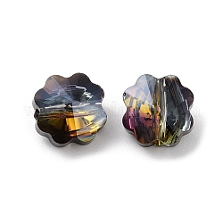 Perles en verre electroplate transparent , couleur ab , trèfle facettes, noir, 7.5x7.5x5mm, Trou: 1mm
