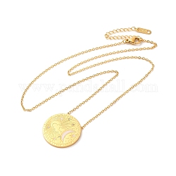 304 flache, runde Pandan-Halskette aus Edelstahl für Damen, golden, Mond, 20.94 Zoll (53.2 cm)