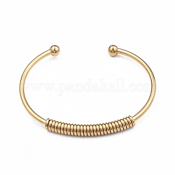 304 brazalete abierto de acero inoxidable para niña mujer, dorado, diámetro interior: 2-1/2 pulgada (6.2 cm)