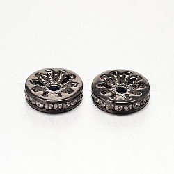Perles de zircone cubique de grade AAA de micro pave, disque, Sans cadmium & sans nickel & sans plomb, gunmetal, 6x3mm, Trou: 1.5mm