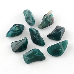 Chip Imitation Gemstone Acrylic Beads, Teal, 19~28x14~19x6~13mm, Hole: 2mm, about 310pcs/500g