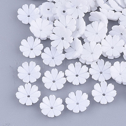 Opaque Resin Bead Caps, Multi-Petal, Flower, White, 10x10x3mm, Hole: 1.2mm