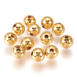 Perles en laiton, Plaqué longue durée, ronde, or, 6x4.5mm, Trou: 1.5mm, 100 pièces / kit