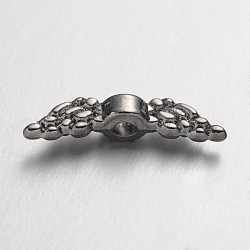 Perles en alliage de style tibétain, ange aile, gunmetal, sans plomb et sans cadmium, 12x3x3mm, Trou: 1.5mm