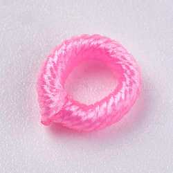 Polyesterschnurperlen, Ring, neon rosa , 6~6.5x1.5 mm, Bohrung: 3 mm